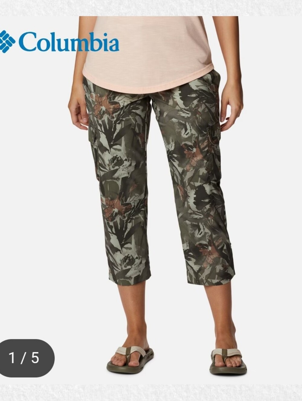 Columbia Plus Size 16: NEW Olive Camo Floral Silver Ridge Utility Capris